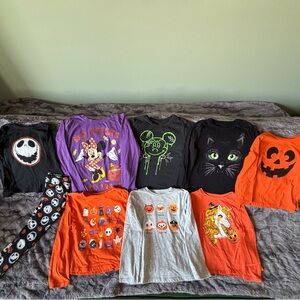 Halloween Bundle Kids Size 5-7 Lot Long Sleeve Shirts and PJ set